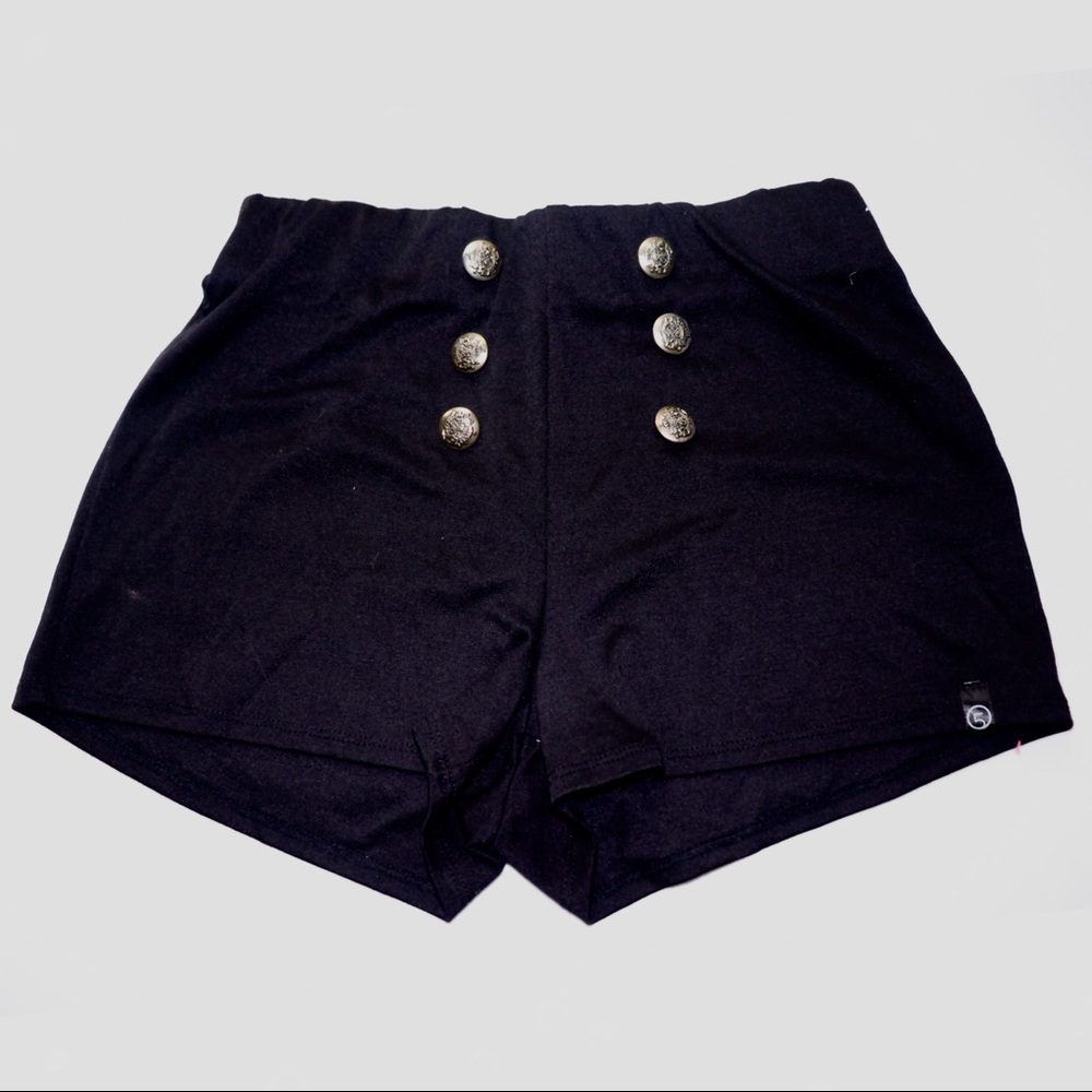 Stretch Shorts w/ Sailor Button Detail